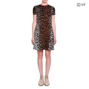 Stella McCartney Brown and Black Leopard Print Knit Mini Dress